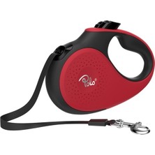 Polo Prestige Makaralı Otomatik Tasma Kırmızı-Siyah 4M/10KG Ergonomik ve Dayanıklı Tasarım