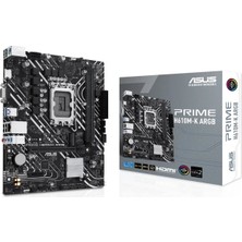 Asus Prıme H610M-K Argb, 2xddr5, M.2,d-Sub, Hdmı,12-13.14.nesil, LGA1700 Soket, Anakart