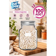 Palpak Büyük Boy Gümüş Metal Kapaklı Kavanoz Görünümlü Saklama Poşeti (17X27 CM-1000 ml ) 100 Adet