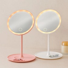 Hace Bazaar 6,5 Inç LED USB Şarjlı Yuvarlak Makyaj Aynası - 90° Ayarlı, Standlı