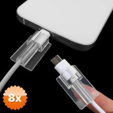 3D Sepetim 8 Adet Şeffaf Silikon Kablo Koruyucu Type-C Uyumlu