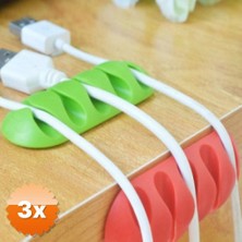 3D Sepetim 3 Adet Kablo Tutucu 5 Kanallı Siyah 3 Adet