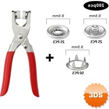 3D Sepetim Metal Düğme Pensesi ve 11 mm Çıtçıt Düğme Seti 25 Set