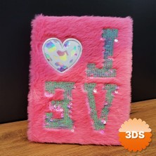 3D Sepetim Love Tasarımlı Peluş Kapaklı Defter 21x15 cm