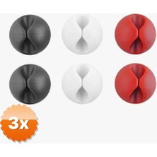 3D Sepetim 3 Adet Yapışkanlı Kablo Sabitleyici Düzenleyici 6'lı Renkli Paket