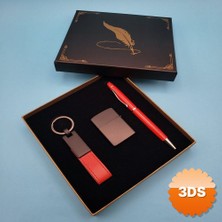 3D Sepetim Kırmızı Anahtarlık Çakmak ve Touchpen Kalem