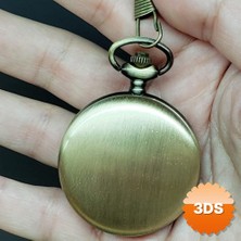 3D Sepetim Köstekli Saat, Eskitme Antika Görünümlü Metal Zincirli