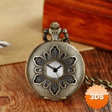 3D Sepetim Köstekli Cep Saati, Eskitme Desenli Metal Zincirli