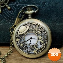 3D Sepetim Antika Vintage Köstekli Saat