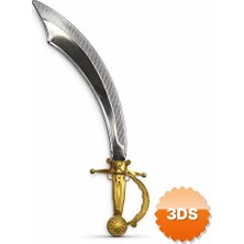 3D Sepetim Parlak Metal Görünümlü Plastik Korsan Kılıcı 45 cm