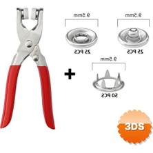 3D Sepetim Metal Çıtçıt Düğme Pensesi ve 25 Set Düğme Takımı 11 mm
