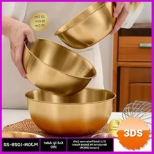 3D Sepetim 3 lü Gold Paslanmaz Çelik Kap Set