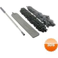 3D Sepetim 3 Başlıklı Toz Alma Seti Teleskopik Uzayan Sap Esnek Başlık