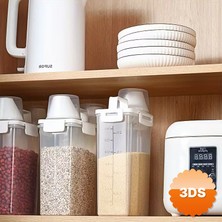 3D Sepetim Ölçü Kabı Kapaklı Bakliyat Saklama Kabı Kulplu 1800 ml