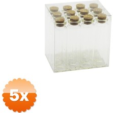 3D Sepetim 5 Adet Boş Tüp Cam Şişe 20 ml Mantar Kapak