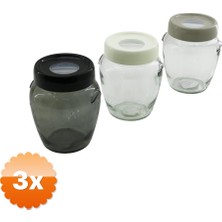 3D Sepetim 3 Adet Cam Kavanoz 580 ml Şeffaf