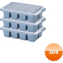 3D Sepetim 3lü Mini Buz Kalıbı Küp Şekilli Kapaklı Plastik İstiflenebilir