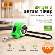 3D Sepetim Şerit Metre 5 Metre Uzunluk Manyetik Uç 25 mm
