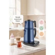 EGETÜRK Teadem Vox Konuşan Dokunmatik Çay Makinesi Mama Suyu Hazırlama 1850W 1.7l Kettle 1.2l Demlik Mavi