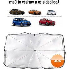 3D Sepetim Araç İçi Ön Cam Şemsiye Güneşlik 140x75 cm