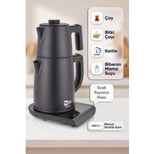 EGETÜRK Teadem Vox Konuşan Dokunmatik Çay Makinesi Mama Suyu Hazırlama 1850W 1.7l Kettle 1.2l Demlik Siyah