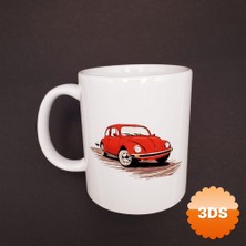 3D Sepetim Kırmızı Vosvos Baskılı Kupa Porselen 8x10 cm