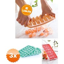 3D Sepetim 3 Adet Elmas 18 Bölmeli Buz Kalıbı Kapaklı