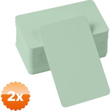 3D Sepetim 2 Adet Boş Kelime Kartları 5x8 cm - 50 Adet Oval Kenarlı | Tabu & Not Kartları - Yeşil
