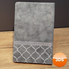 3D Sepetim Desenli Gri Renk Deri Defter 96 Yaprak 21x15 cm