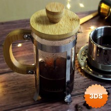 3D Sepetim Ahşap Detaylı 350 ml Cam French Press