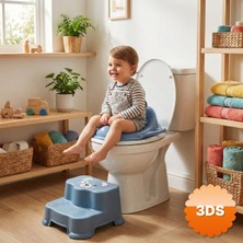 3D Sepetim Mavi Kulplu Çocuk Klozet Adaptörü Kaymaz Tabanlı