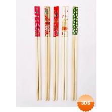 3D Sepetim Bambu Chopstick Çubuk Yemek Çubuğu Yıkanabilir Tekrar Kullanılabilir (10 Çift - 20 Adet )