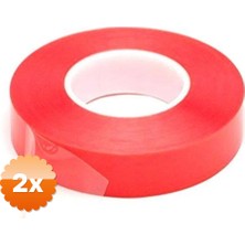 3D Sepetim 2 Adet Çift Taraflı Akrilik Silikonize Bant 18 Mm X 2 Metre Kırmızı Vhb