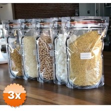 3D Sepetim 3 Adet Kavanoz Görünümlü Kilitli Saklama Poşeti 620 Ml (1 Adet )