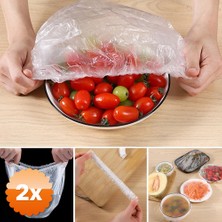 3D Sepetim 2 Adet 100 Adet Lastikli Tazeliği Koruyan Tencere Ve Tabak Bonesi Esnek Strech Kapak