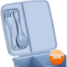 3D Sepetim Luna 3 Bölmeli Çatal Bıçaklı Beslenme Kabı - Diyet Kabı - Çatal Kaşıklı