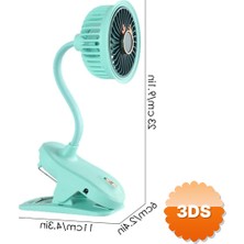3D Sepetim Taşınabilir Mini Klips Bebek Arabası Fanı, Fan Elektrikli Soğutma Hava Sirkülatöründe 360 Derece Dönebilen Klips