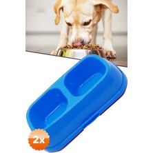 3D Sepetim 2 Adet Kedi - Köpek Mama Ve Su Kabı 2 Bölmeli Büyük Boy