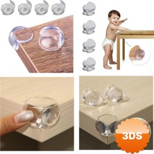 3D Sepetim Bebek Çocuk Yumuşak Ve Esnek Dairesel Şeffaf Yapışkanlı Güvenlik Köşe Koruyucu (4 Adet)