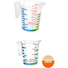 3D Sepetim Ölçü Kabı Dereceli Renkli 1000 Ml + 500 Ml Set
