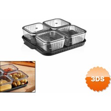 3D Sepetim 4 Bölmeli Akrilik Pratik Sızdırmaz Kapaklı Tepsili Kahvaltılık Seti