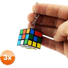 3D Sepetim 3 Adet Nostaljik Zeka Küpü Sihirli Mini Rubik Anahtarlık