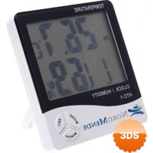 3D Sepetim Dijital Termometre Nem Ölçer Saat Alarm Özellikli Lcd Ekran İç Mekan Sıcaklık Göstergesi