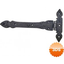 Antika Tarz Dekoratif Pirinç Kuyruklu Lale Menteşe - 147X193 Mm, Oksit