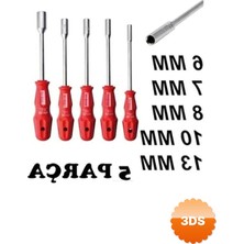 3D Sepetim 5 Adet Lokma Anahtar Tornavida 6/7/8/10/13/mm Metal Altıgen