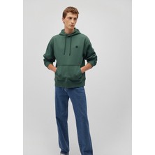 Mavi 065809-71580 Mavi Logo Nakışlı Kapüşonlu Yeşil Sweatshirt