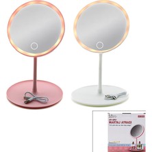 Akıllı Bayi Yuvarlak 6.5 Inc Ledli - USB Şarjlı Makyaj Aynası 90° Açı Ayarlı Takılı Ayak Renkli Pls İ11-016