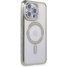 Akıllı Bayi Apple iPhone 15 Pro Max Kılıf Joke Simli Magneticsafe Kılıf - Gümüş