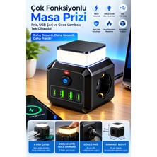 Akıllı Bayi Akım Korumalı 3’lü Priz 2200W 1050J 10A Gece Lambalı 2 USB 2 Type-C Şarj Girişli Bsp-4