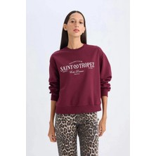 DeFacto D5930 Regular Fit Bisiklet Yaka Baskılı Sweatshirt